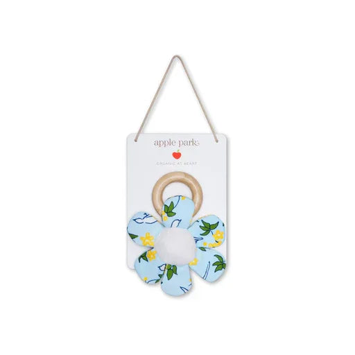 Enchanted Leaves Blue Teething Rattle- Apple Park