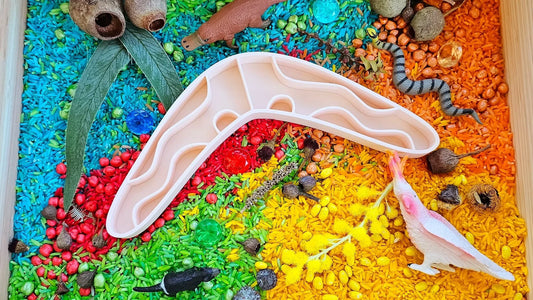 Aboriginal Sensory Play, Boomerang Tray, Aboriginal Sensory Play Kit Eco Tray- My Sensory Mind